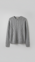 Dune Cart #6672 Women’s Grey Cable Knit Sweater – Cozy Long Sleeve Pullover